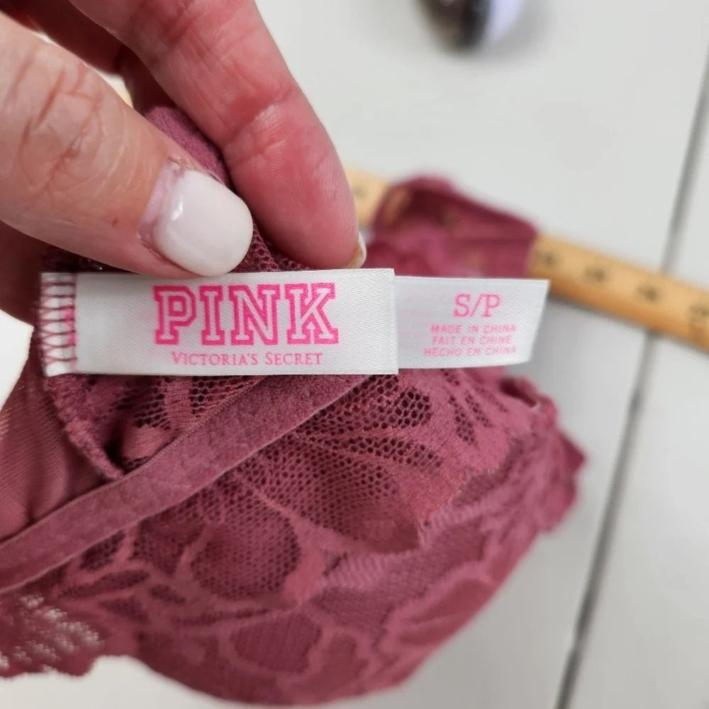 Pink Victoria Secret Rose Color Lace Bralette Size Small - Picture 5 of 12